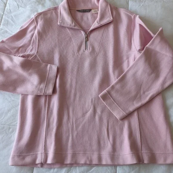 Tommy Bahama 1/4 Zip Aruba Sweatshirt Women's L Pink - Picture 1 of 10